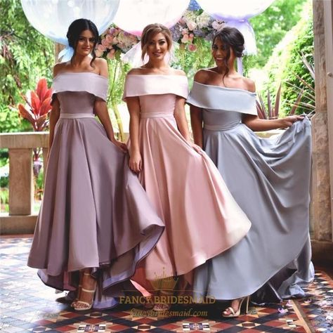 FancyBridesmaid.com Offers High Quality Elegant Off The Shoulder A-Line Floor Length Satin Bridesmaid Dress,Priced At Only USD $100.00 (Free Shipping) Asymmetrical Bridesmaid Dress, Off Shoulder Bridesmaid, Off Shoulder Bridesmaid Dress, Tea Length Prom Dress, High Low Bridesmaid Dresses, Bridesmaid Dresses 2018, Long Bridal Gown, Fall Bridesmaids, Prom Dresses Simple