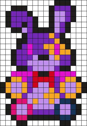 Bonnie Perler Beads, Fnaf Kandi Pattern, Fnaf Perler Beads Security Breach, Fnaf Perler Beads Pattern, Glam Rock Bonnie Fnaf, Big Perler Bead Patterns, Gir Kandi Pattern, Nyan Cat Kandi Pattern, Perler Sprites