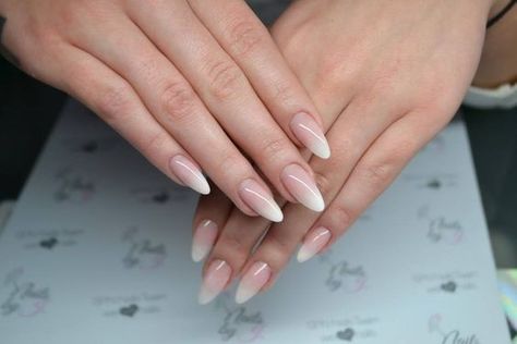 Faded French Manicure, Fade Nails, French Fade Nails, Ombre French Nails, Oval Acrylic Nails, Almond Nails French, Nails Oval, French Fade, New Nail Designs