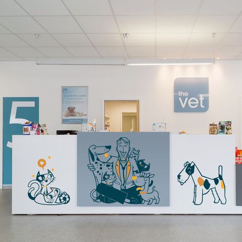 Vet Mural, Pet Clinic Design, Veterinary Clinic Ideas, Pet Mural, Veterinary Hospital Design, Veterinary Art, Vet Office Decor, Pet Store Design, Dog Grooming Shop