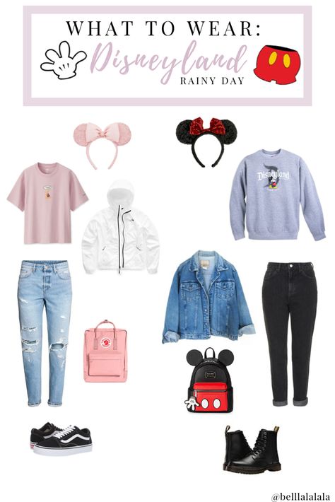 WHAT TO WEAR TO DISNEYLAND ON A RAINY DAY Disneyland Outfits February, What To Wear To Disneyland, Disney Winter Outfits, Disneyland Outfit Spring, Disneyland Outfit Winter, What To Wear To Disney, Rainy Day Outfits, Disney Gear, Disney Trip Outfits