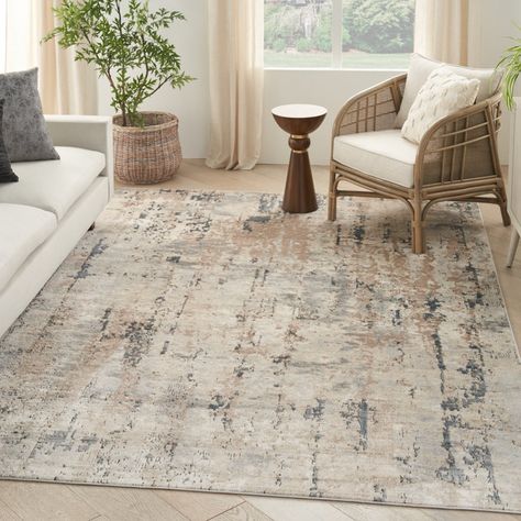 Mercury Row® Addie Machine Woven / Power Loomed Beige/Gray Rug & Reviews | Wayfair Rustic Area Rugs, Natural Palette, Abstract Rug, Grey And Beige, Beige Area Rugs, Cool Rugs, Indoor Rugs, Power Loom, Online Home Decor Stores