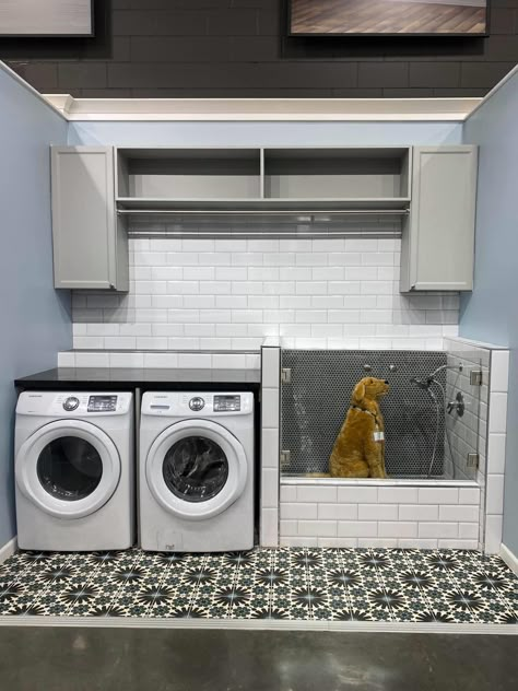 Walk In Shower With Dog Wash, Utility Room In Garage Ideas, Floor Sink In Laundry Room, Mudroom Ideas With Dog Wash, Small Dog Bath In Laundry Room, Dog Bath Laundry Room, Dog Utility Room, Laundry Room Design Dog Bath, Dog Area In Laundry Room