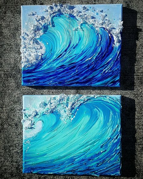 Texture Waves Painting, Beach Wave Painting Acrylic, Wave Textured Art, Water Texture Painting, Textured Wave Painting, Wave Texture Art, Painting Waves Acrylic, Beach Waves Painting, Sea Painting Acrylic