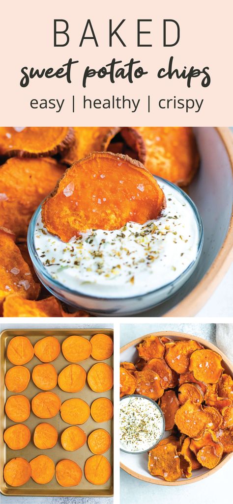 Sweet Potato Chips Baked, Baked Potato Chips, Sweet Potato Slices, Sweet Potato Chips, Baked Chips, Baked Sweet Potato, No Calorie Foods, Sweet Potato Recipes, Potato Chips