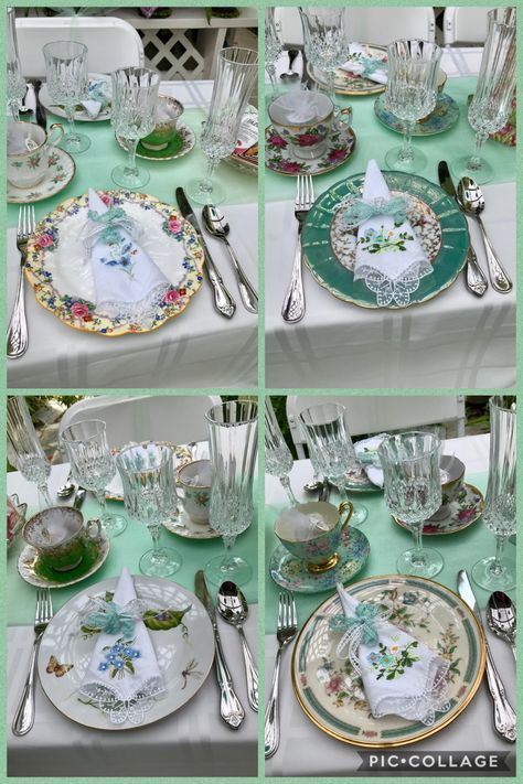 Tea Party Green Theme, Green Tea Party, Boozy Tea, Party Place Settings, Tea Party Table Settings, Adult Tea Party, Tea Party Table, Bridal Tea Party, Green China