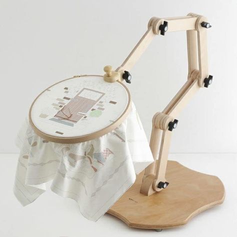 PRICES MAY VARY. The Nurge adjustable embroidery seat stand 190-5 is made from hard beechwood, fine sanded and polished for a super smooth natural wood finish. They are the crafter’s choice for quality. It can be used as a table-top stand but is ideally designed to be a seat stand by sitting on the lower base tucked under your legs allowing comfort and creativity at the same time. The stand has a height-adjustable joint (minimum height 32cm ( 12.6″), maximum height 48cm (19″), plus a hoop holdin Hoop Cross Stitch, Embroidery Stand, Wood Embroidery, Embroidery Table, Quilting Hoops, Cross Stitch Hoop, Embroidery Tools, Table Stand, Fabric Kit