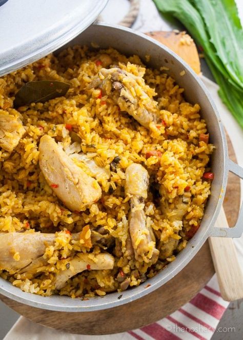 Arroz con Pollo (Chicken and Rice) - The Noshery Con Pollo Chicken, Rice And Chicken, Puerto Rican Dishes, Puerto Rico Food, Boricua Recipes, Spanish Dishes, Puerto Rican Recipes, Hispanic Food, Chicken And Rice