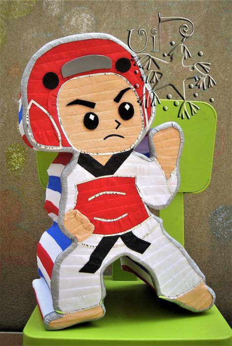 Taekwondo Boy Pinata Taekwondo Boy, Karate Party, Piñata Ideas, Mini Pinatas, 7th Birthday, Taekwondo, Karate, Kids Party, Birthday Parties