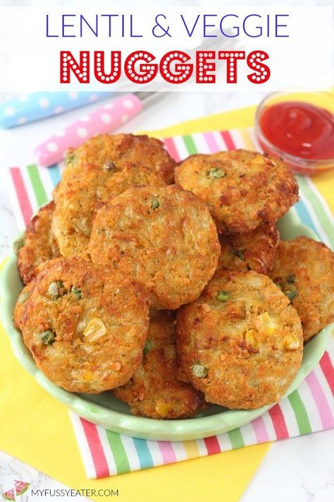 Finger Food For Kids, Easy Kids Recipes, Veggie Nuggets, Food For Kids, Nuggets Recipe, Weaning Recipes, Red Lentils, Chicken Nugget, Fussy Eaters