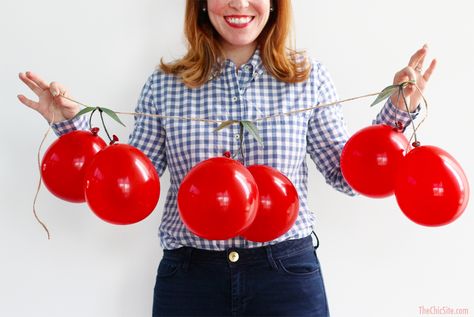 Cherry Balloons- Fun DIY Party Decor Cherry Festival, Rachel Hollis, Birthday Party Decorations Diy, Cherry Baby, Red Balloon, Picnic Party, Diy Party Decorations, Everyday Items, Balloon Garland