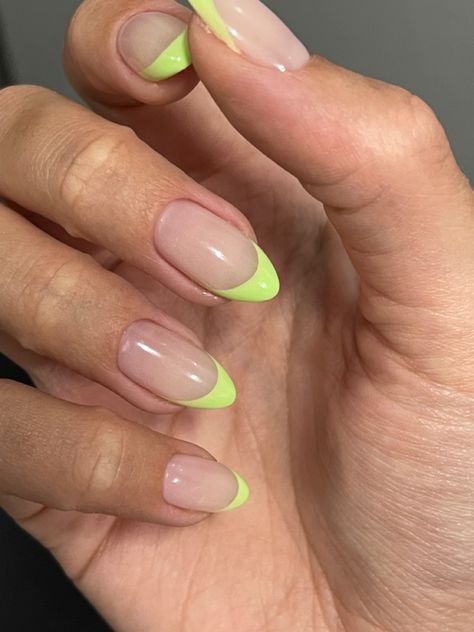 Nails Lime Green French Tip Nails, French Tip Nails Green, Summer Nails French Tip, Summer Nails French, Lime Sherbert, Colored French Tips, Manicured Nails, Nails Inspiration Summer, Nails French Tip