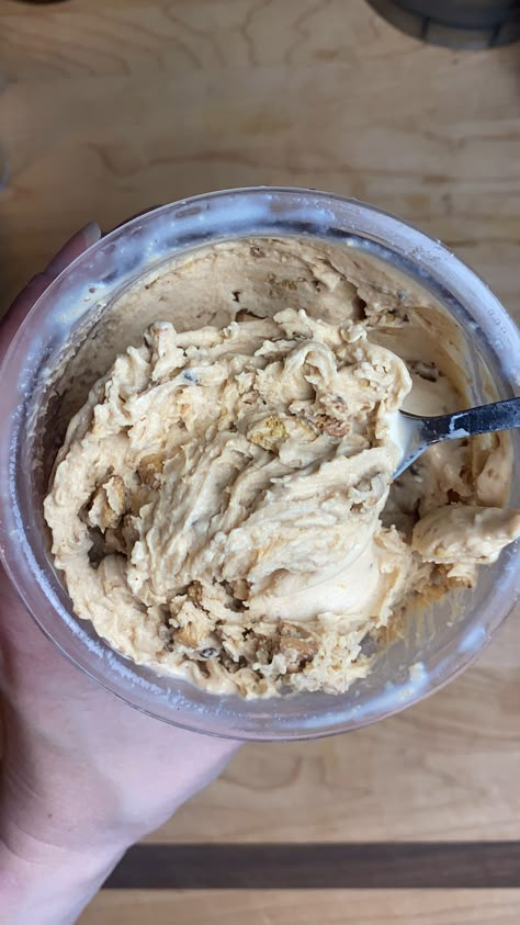 Peanut Butter Crumble Protein Ice Cream - Peanut Butter Crumble, Creami Protein Ice Cream, Ninja Creami Ice Cream Recipes, Ninja Ice Cream Recipe, Protein Ice Cream Recipe, Ninja Creamy, Protein Ice Cream Recipes, Ninja Ice Cream, Vanilla Protein Shakes