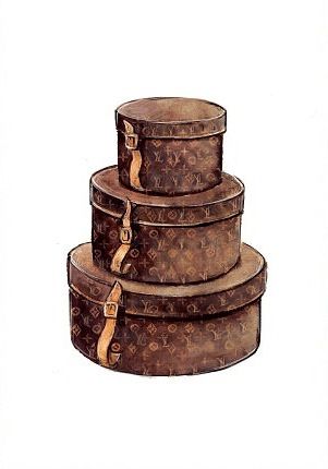 Louis Vuitton tri-stacked luggage Silhouette Mode, Sac Louis Vuitton, Louis Vuitton Agenda, Louis Vuitton Hat, Monogram Art, Etiquette Vintage, Bag Illustration, Round Hat, Louis Vuitton Vintage