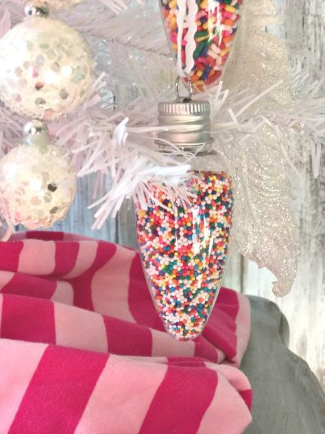 Sprinkle Ornaments, Diy Candyland Christmas Decorations, Candyland Christmas Decorations, Candy Christmas Trees, Sprinkles Ornaments, Diy For Christmas, Diy Candyland, Diy Christmas Candy, Candy Christmas Tree