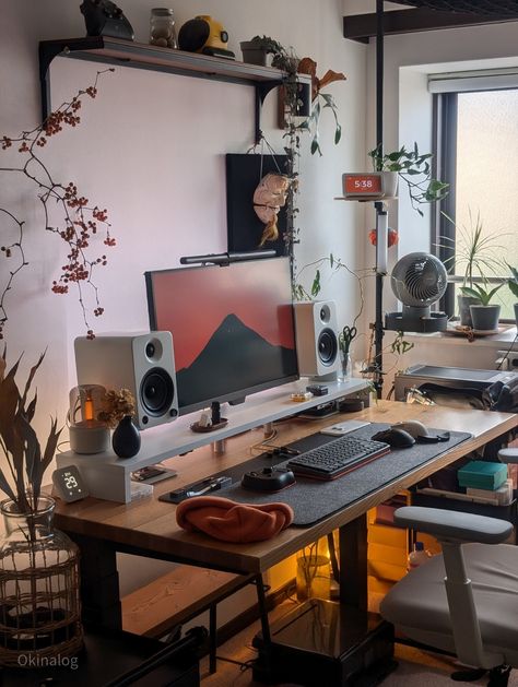 Music Desk Setup, Bedroom With Gaming Setup, Engineer Office, Workspace Setup, Home Studio Desk, Wide Desk, Work Setup, Home Studio Setup, Video Game Room Design