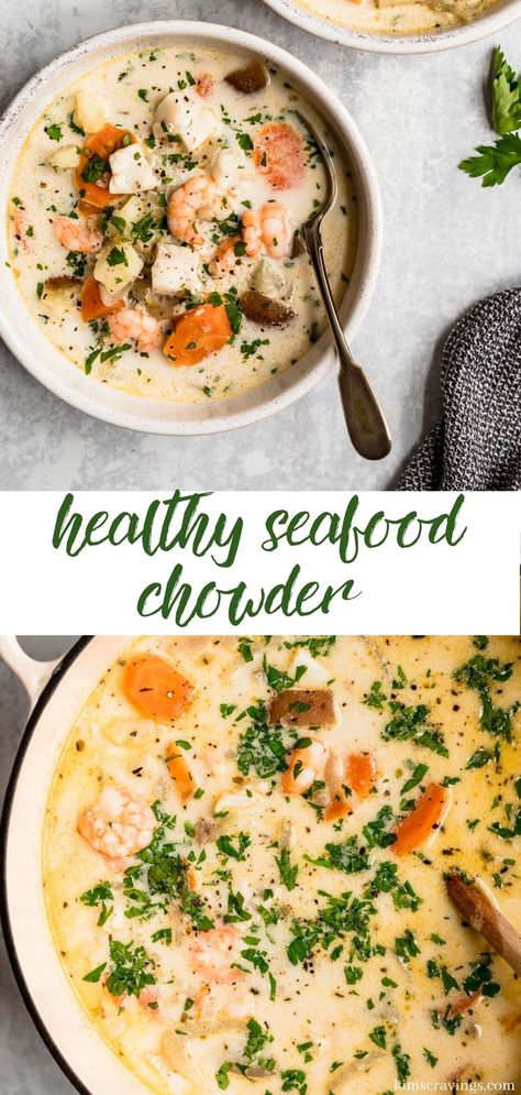 Shrimp Paleo, Chowder Recipes Seafood, Seafood Chowder, Chowder Recipe, Healthy Shrimp, Healthiest Seafood, Easy Seafood, Seafood Soup, Chowder Recipes