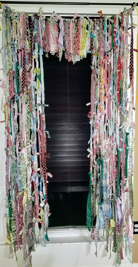 Gypsy bohemian boho hippy curtain Garland photo backdrop fabric strip shabby chic Fabric Strip Curtains Diy, Fabric Strip Curtains, Fabric Strip Garland, Garland Photo Backdrop, Draped Curtains, Boho Style Curtains, Rag Curtains, Hippie Curtains, Strip Curtains