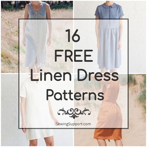 Free Linen Dress Patterns Linen Casual Dress Pattern, Easy Linen Dress Pattern Free, Linen Dress Sewing Pattern Free, Linen Dress Patterns, Linen Dress Pattern Free, Ruffle Sleeve Dress Pattern, Linen Dresses Summer Chic, Summer Dress Patterns Free, Dress Patterns For Women