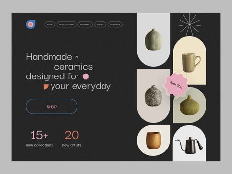 ~ handmade ceramics website ~ by Solomia Kravets 👽 for Gecko Dynamics on Dribbble Restaurant App, Web Design Projects, Learning Design, Design Jobs, Branding Design Inspiration, Website Branding, Ceramic Design, Pottery Studio, Web Design Inspiration