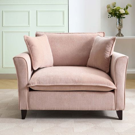 Latitude Run® Accent Chair for Living Room | Wayfair Pink Accent Chair, Big Comfy Chair, Pink Armchair, Oversized Armchair, Comfy Accent Chairs, Rocking Chair Nursery, Oversized Chair, Single Sofa Chair, Upholstered Accent Chairs