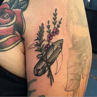 Custom Spell Tattoos by Jasmine Worth, Remington Tattoo’s resident witch  email her at JasmineWorthTattoos@gmail.com to set up your spell tattoo today. Black Crystal Tattoo, Spell Tattoo, Witchy Tattoos, Happiness Spell, Waxing Moon, Chaste Tree, Crystal Tattoo, Casting Spells, Raspberry Leaf