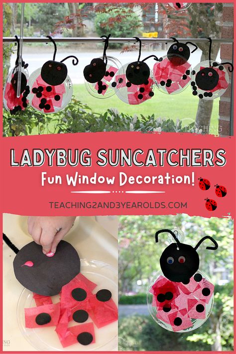 This fun ladybug craft is easy for preschoolers to make, and is a fun suncatcher for the window. Perfect for the bug-themed art table! #ladybug #bugs #spring #craft #art #preschool #springactivity #preschoolactivity #AGE3 #AGE4 #teaching2and3yearolds Ladybugs Preschool, Ladybug Craft, Origami Paper Flowers, Spring Crafts Preschool, Bug Activities, Prek Crafts, Insects Preschool, Bugs Preschool, Insect Activities