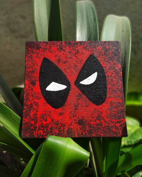 #deadpool #canvas #acrylic #canvaspainting #red Easy Deadpool Painting, Canvas Painting Ideas Marvel, Avengers Painting Ideas On Canvas, Deadpool Painting Easy, Deadpool Room Decor, Avengers Painting Ideas, Deadpool Crafts, Deadpool Canvas Painting, Superhero Gift Ideas