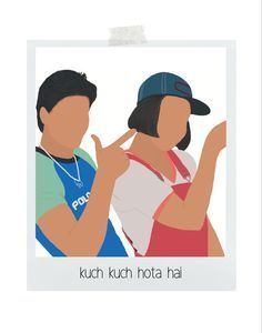 Bollywood Drawing, Bollywood Illustration, Bollywood Stickers, Celebrity Sketch, Bonnie Und Clyde, Movie Illustration, Actors Illustration, Bollywood Theme, Kuch Kuch Hota Hai