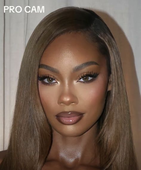 Makeup Looks Wedding Bridesmaid, Ethereal Makeup Black Women, Brown Outfit Makeup Look, Md Makeup Looks, Graduation Pic Makeup, Makeup For Brown Dress, Makeup Inspo Black Women, Wedding Makeup Black Women, Graduation Makeup Looks