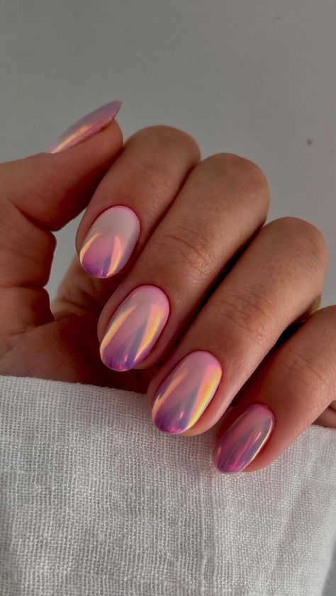 NAIL EXPERT | EDUCATOR | Natalie Zheltovski | AUSTIN TX | Pastel ombre with chrome tutorial✨ 💗Colors: Pink: Luxio Delightful @nailarthouse.store Purple: Luxio Attraction… | Instagram Sunset Chrome Nails, Ombre With Chrome, Pink And Purple Nails Designs, Chrome Tutorial, Pastel Chrome Nails, Chrome Ombre Nails, Purple Pink Nails, Chrime Nails, Ombre Chrome