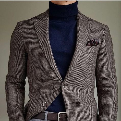 Blazer Turtleneck Outfit, Blue Turtleneck Outfit, Turtleneck Outfit Men, Turtleneck And Blazer, Blue Turtleneck, Turtleneck Outfit, Mens Turtleneck, Cashmere Turtleneck, Mens Winter Fashion