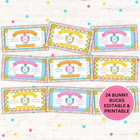 Easter Printable Bunny Bucks: Fun Easter Basket Filler & Egg Hunt Prize