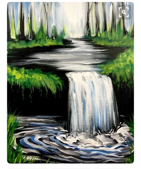 Waterfall Paintings, Painting Ideas For Beginners, Canvas Painting Ideas, Simple Canvas Paintings, Soyut Sanat Tabloları, Hur Man Målar, Easy Canvas Painting, Canvas Painting Diy, Acrylic Painting Techniques