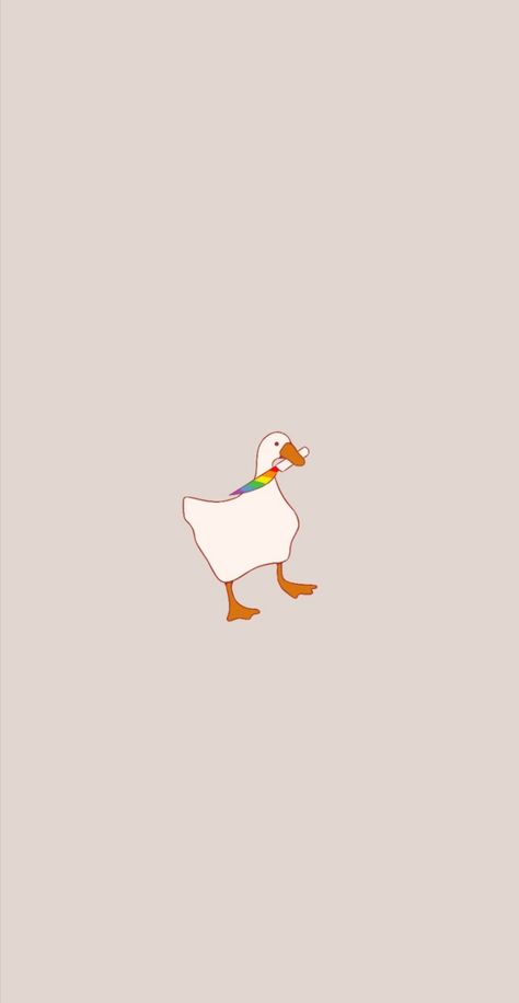 The goose form the Untitled Goose Game with a rainbow coloured knife in its beak