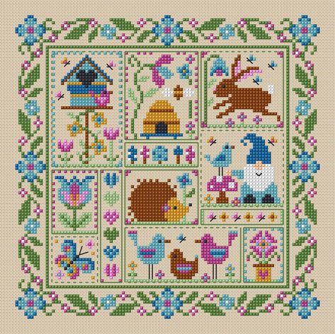 Entire Garden 2020 Stitch Along (SAL), designed by Durene Jones, from the Durene Jones Cross Stitch Facebook Page. Durene Jones, Free Cross Stitch Charts, Cross Stitch Beginner, Cross Stitch Freebies, Cross Stitch Magazines, Cross Stitch Letters, Small Cross Stitch, Disney Cross Stitch, Cross Stitch Bird