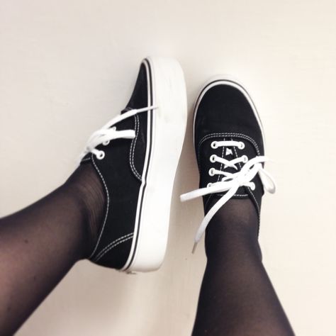 Authentic Platform Vans | Black and White Platform Vans, Vans Black And White, Vans Black, Keds, Tennis, Black And White, Sneakers, White, Quick Saves