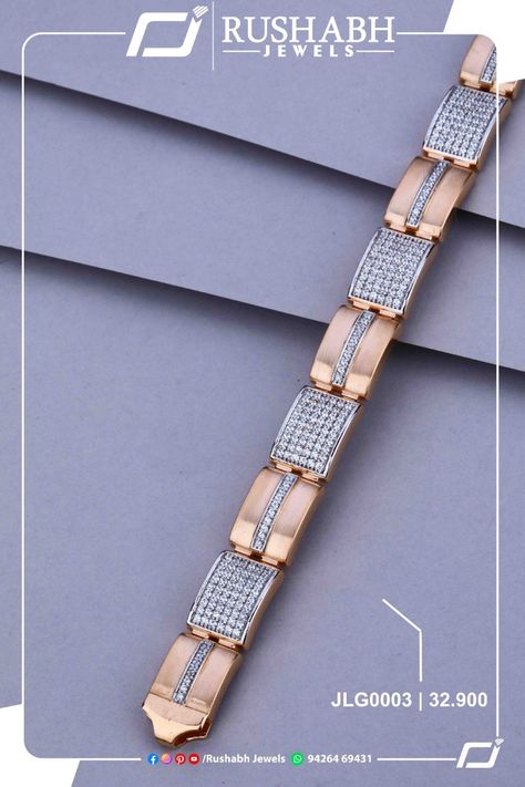 Mens Bracelet Gold Jewelry, Man Gold Bracelet Design, Rose Gold Diamond Bracelet, Gents Bracelet, Men Jewellery, Mens Ring Designs, Man Bracelet, Gold Jewels Design, Mens Diamond Bracelet