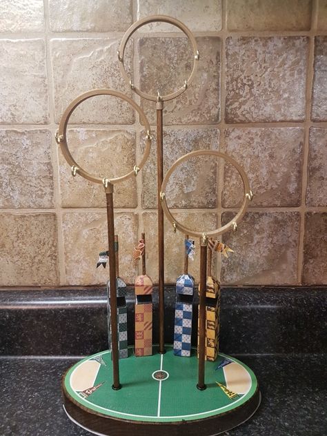 Harry Potter Jewelry Holder, Diy Quidditch Balls, Diy Quidditch Game, Quidditch Decorations, Quidditch Ornament, Quidditch Decor, Quidditch Stands, Quidditch Diorama, Quidditch Tattoo