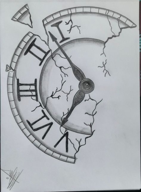 Wall Clock Drawing Sketches, Clock Hand Tattoo Stencil, Clock Sketch Drawing, Broken Clock Sketch, Old Clock Drawing, Clock Art Drawing, Clock Drawing Simple, Clocks Drawing, Clock Sketch