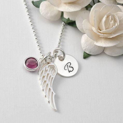 B Alphabet, B Letter Images, Alphabet Designs, Initial Birthstone Necklace, Remembrance Necklaces, Design Letters, Stylish Letters, Birthstone Colors, Silver Wings