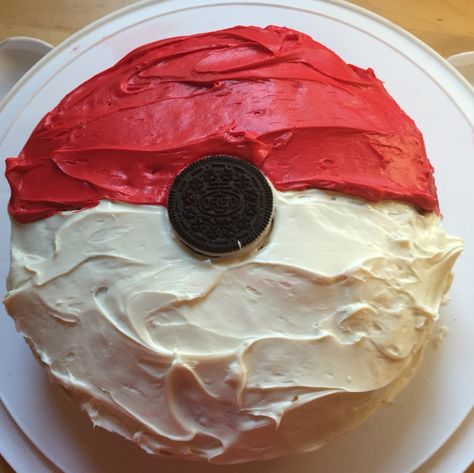 Pokemon Cake  Making this was fun and easy with my son! He loves it! #cake #baking #pokemon Diy Pokemon Cake Easy, Pokemon Cheesecake, Easy Pokémon Cake, Pokemon Cake Diy, Easy Pokemon Cake Ideas, Easy Pokemon Cake, Pokemon Baking, Diy Pokemon Cake, Pokemon Torte