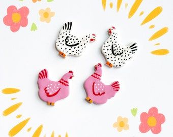 Friends Bachelorette, Chicken Earrings, Earring Hoop, Clay Hand, Hand Painted Earrings, Polymer Clay Diy, Polymer Clay Jewelry Diy, Painted Earrings, Funky Earrings