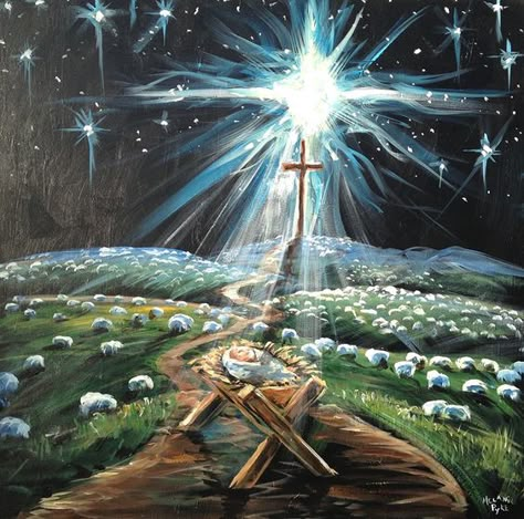 Religious Christmas Paintings, Nativity Painting, Christmas Christ, Christmas Paintings On Canvas, Jesus Christ Art, Prophetic Art, Christian Pictures, Jesus Painting, Christmas Nativity Scene