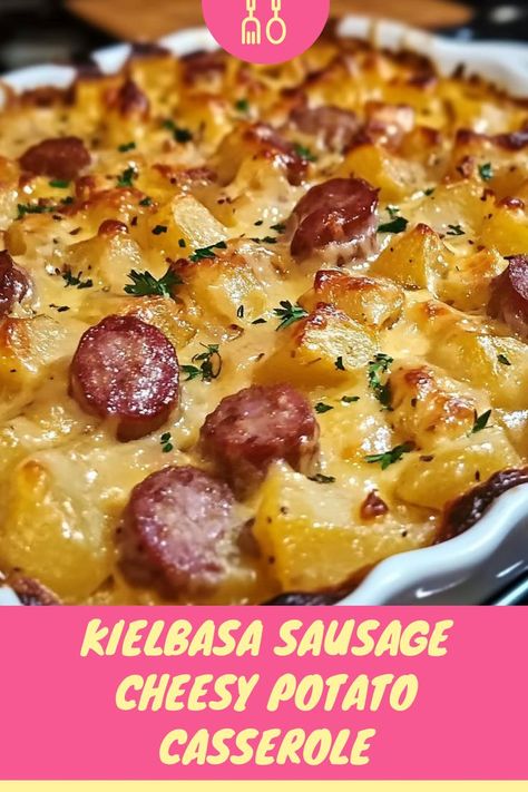 Ingredients: 1 lb kielbasa sausage, cut into ¼” thick slices then quartered 3 large potatoes, peeled and diced into ½” cubes 1 cup diced onions... Recipes For Polish Sausage, Sausage Dishes Easy, Recipes Using Sausage Kielbasa, Potatoes And Kielbasa Bake, Leftover Polish Sausage, Recipes With Kielbasa Sausage Crock Pot, Cheesy Potatoes With Sausage, Potatoes Onions And Sausage, Kielbasa Sausage Cheesy Potato Casserole