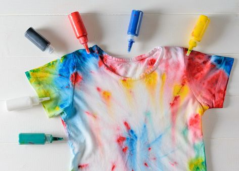 5 Steps to Tie Dye with Food Coloring | The Adair Group | The Adair Group Plastic Gloves, Remove Oil Stains, Tie Dye Kit, Diy Clothes Refashion, Reusable Paper Towels, Diy Clothes Videos, How To Tie Dye, Plastic Grocery Bags, Discovery Kids