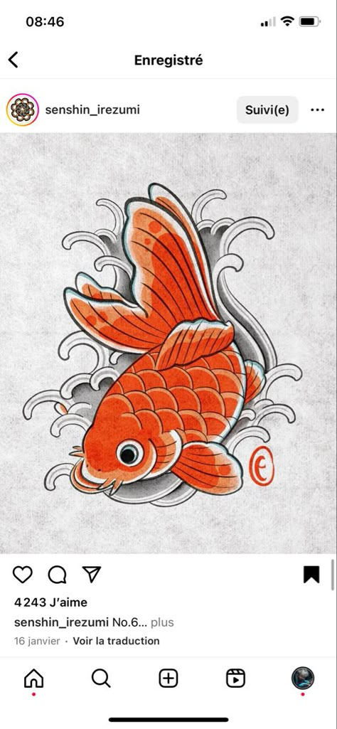 Gold Fish Tattoos, Gold Fish Tattoo Design, Fish Small Tattoo, Koinobori Tattoo, Japanese Goldfish Tattoo, Gold Fish Tattoo, Pez Koi Tattoo, Traditional Japanese Tattoo Flash, Goldfish Tattoo