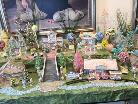 Easter Village Display Ideas, Fall Village, Easter Village, Village Display Ideas, Village Design, Miniature Village, Village Ideas, Christmas Village Houses, Christmas Village Display