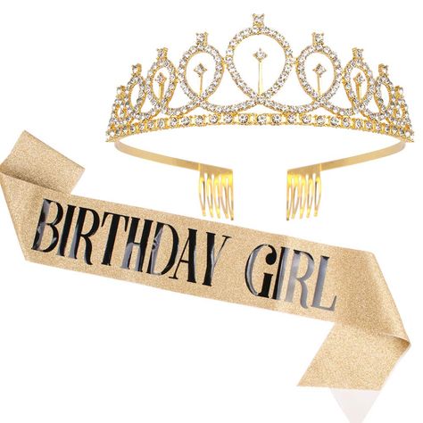 PRICES MAY VARY. 【Birthday Girl Sash & Rhinestone Tiara Set】1 x Birthday Girl Sash, 1 x Rhinestone Tiara. Beautiful Glitter Sash and Rhinestone Tiara will make everybody stand out. 【Birthday Party Supply】These accessories are a nice addition for your birthday party. Very sturdy tiara and the sash was the perfect decorations to your outfit, makes the most stunning at any occasions decorated for the girl. 【High-quality Materials】Beautiful sash is made of soft glitter fabric and very comfortable to Crystal Crown Tiaras, Happy Birthdays, Girls Tiara, Birthday Tiara, Birthday Sash, Birthday Accessories, Crown For Women, Birthday Party Set, Happy Birthday Girls