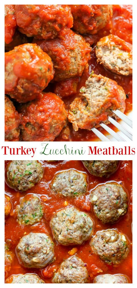 Turkey Zucchini Meatballs, Turkey Zucchini, Zucchini Meatballs, Homemade Marinara Sauce, Turkey Meatballs Baked, Baker By Nature, Healthier Meals, Marinara Sauce Homemade, Zucchini Chips